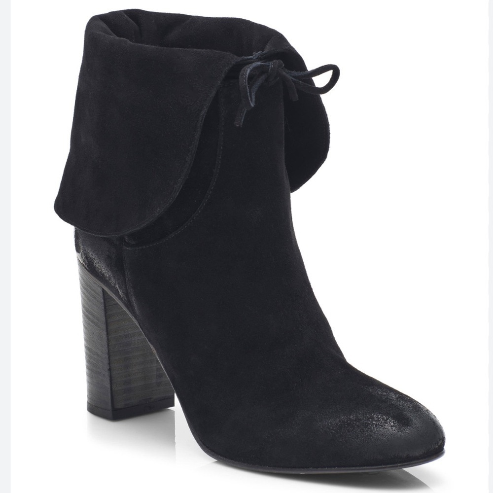 New Free People Mila Heel Boot Black Suede Fold Over Size 7 - Picture 9 of 9